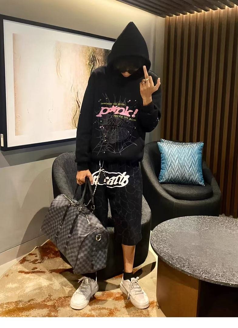 Sp5der fleece tracksuit set back view