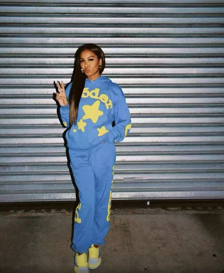 Sp5der fleece tracksuit set front view